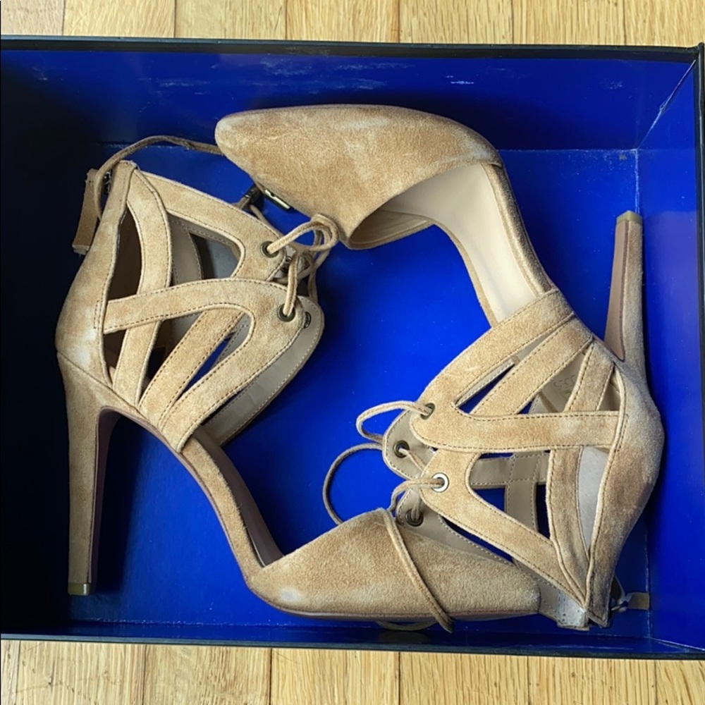 Nude strappy heels